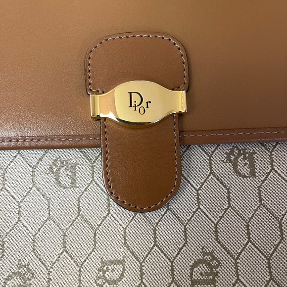 Vintage Dior honeycomb Beige & Brown Coated Canvas Shoulder Bag-no dustbag - Picture 5 of 16
